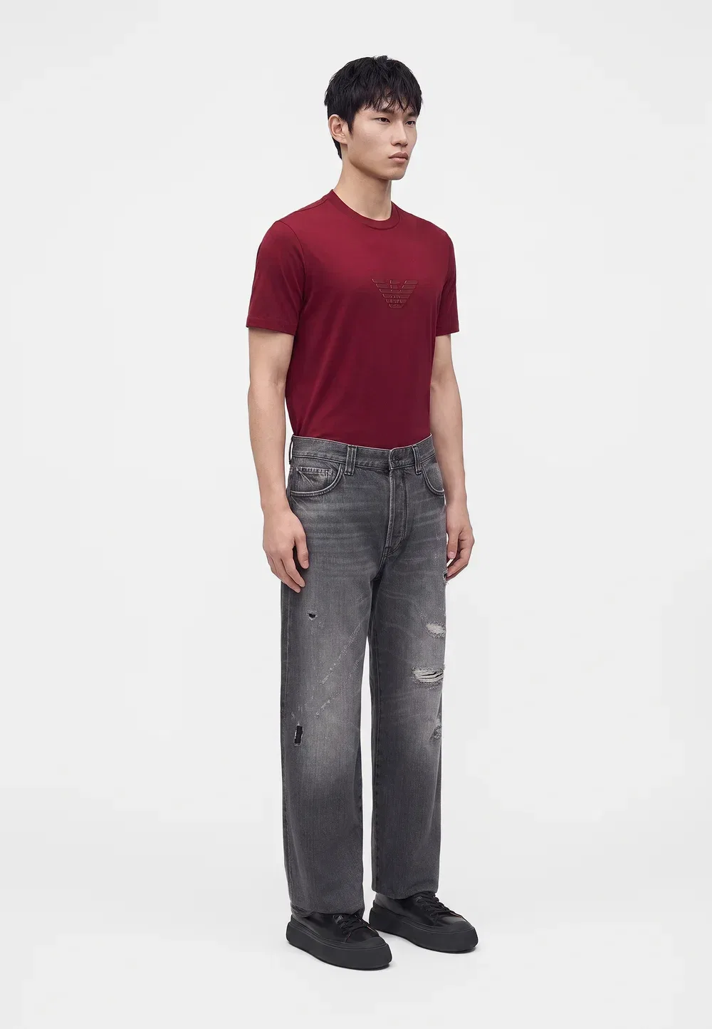 Брюки с карманами - джинсы свободного кроя Emporio Armani, Grey Denim — фото 4