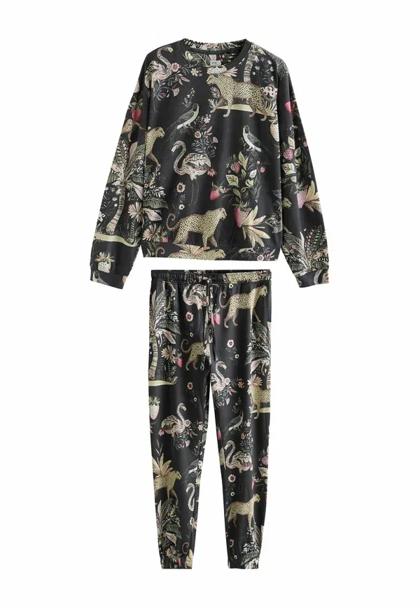 Пижамный комплект из хлопка Regular fit - long sleeve set Next Charcoal Grey Leopard, серый
