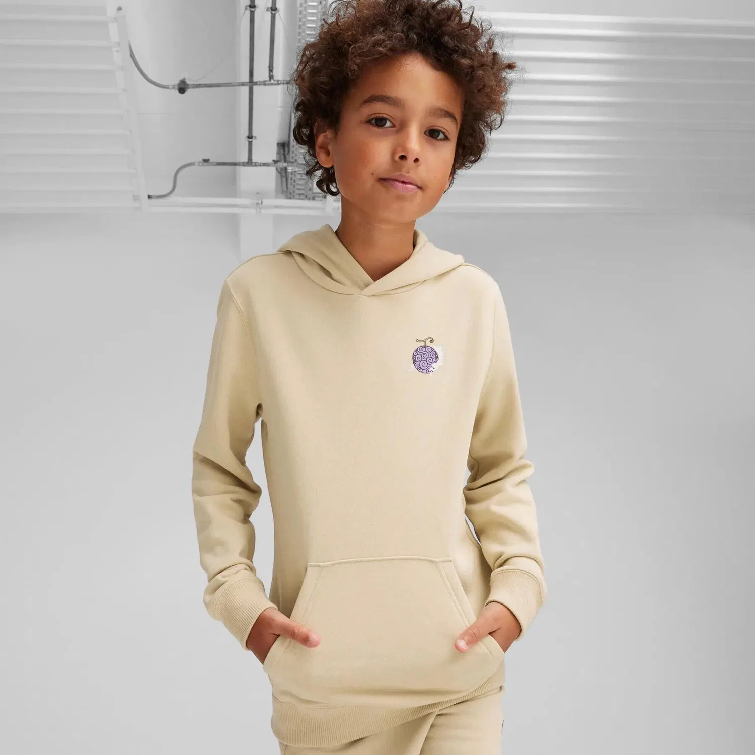 Детское худи с принтом Puma x One Piece, Beige — фото 2