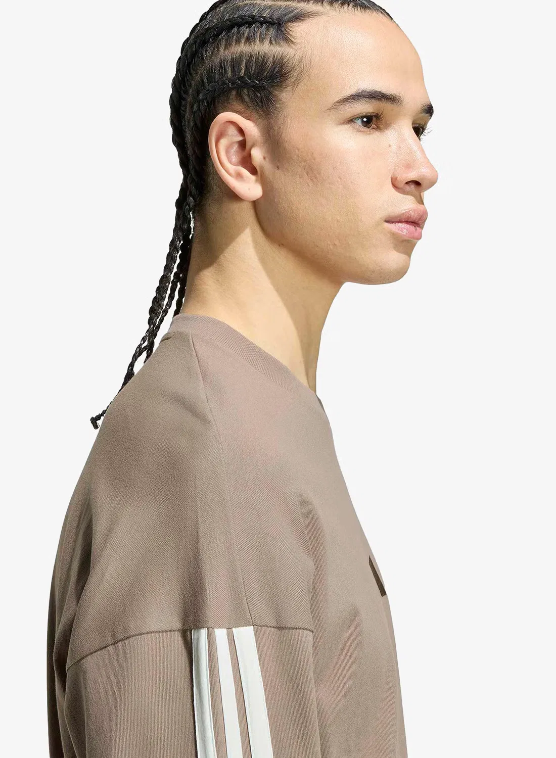 Футболка с длинным рукавом 3-Stripes Adidas, хаки — фото 4