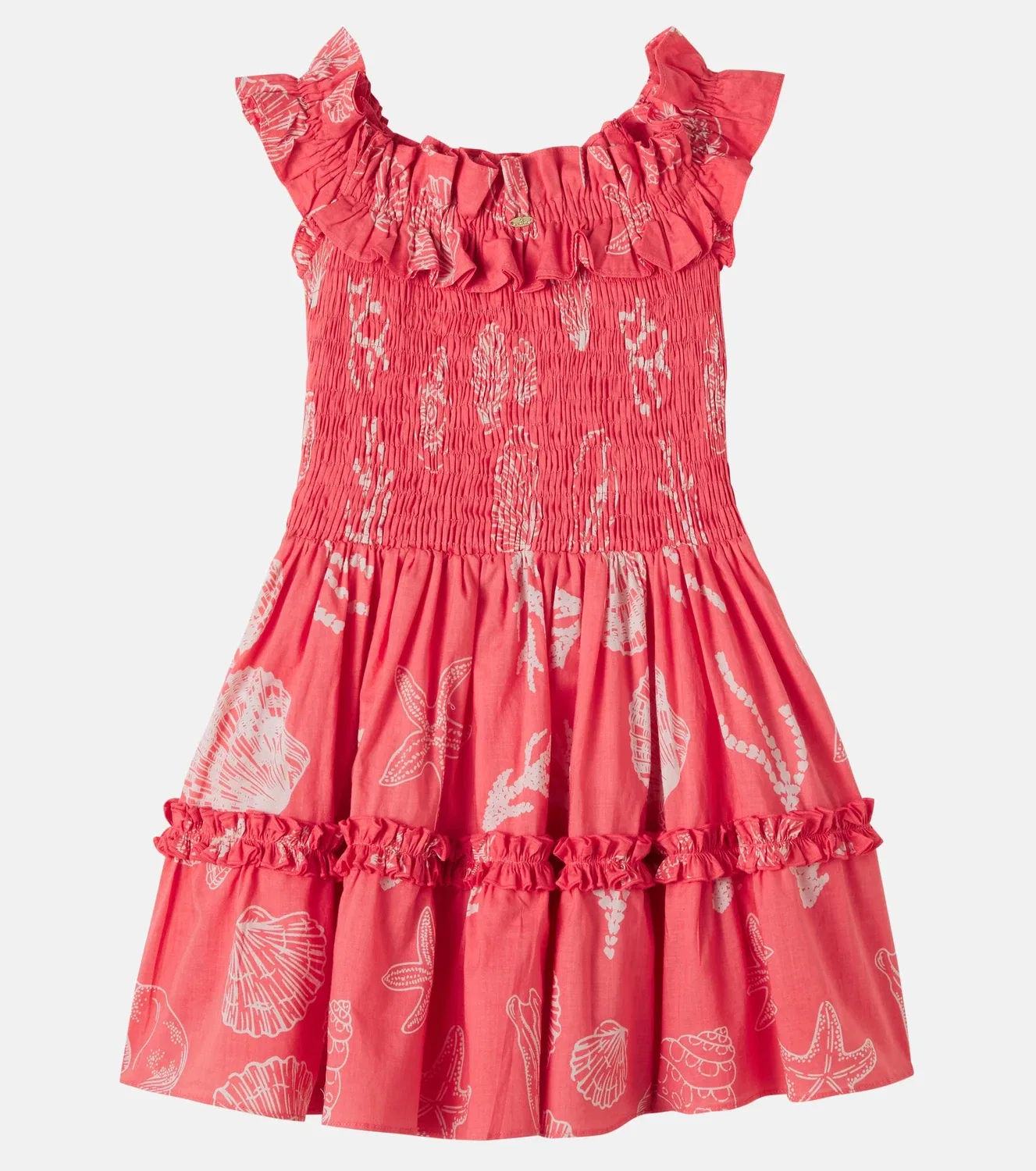Платье хлопковое с набивным рисунком Amber Poupette St Barth Kids, розовый — фото 2