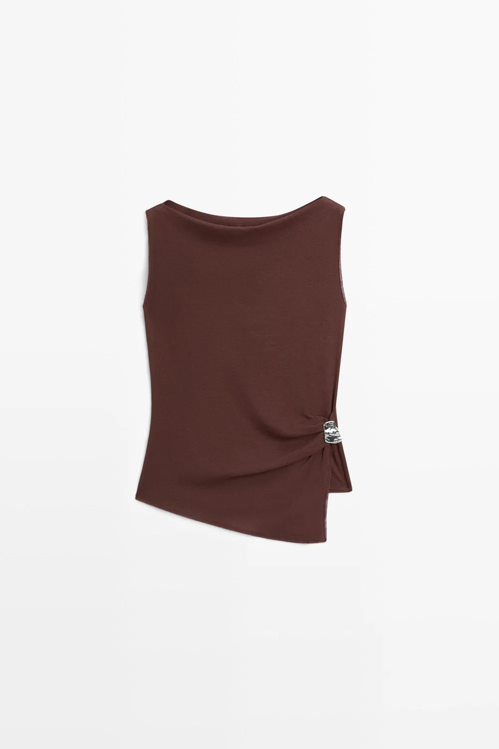 Топ Massimo Dutti 100% Cotton Knit, баклажановый — фото 2