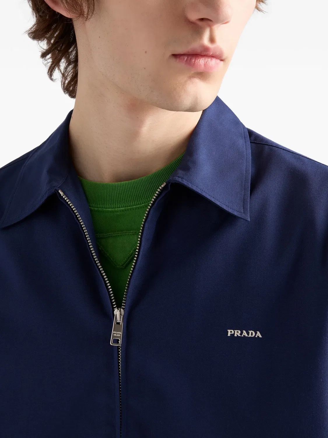 Prada Техническая хлопковая рубашка, синий — фото 2