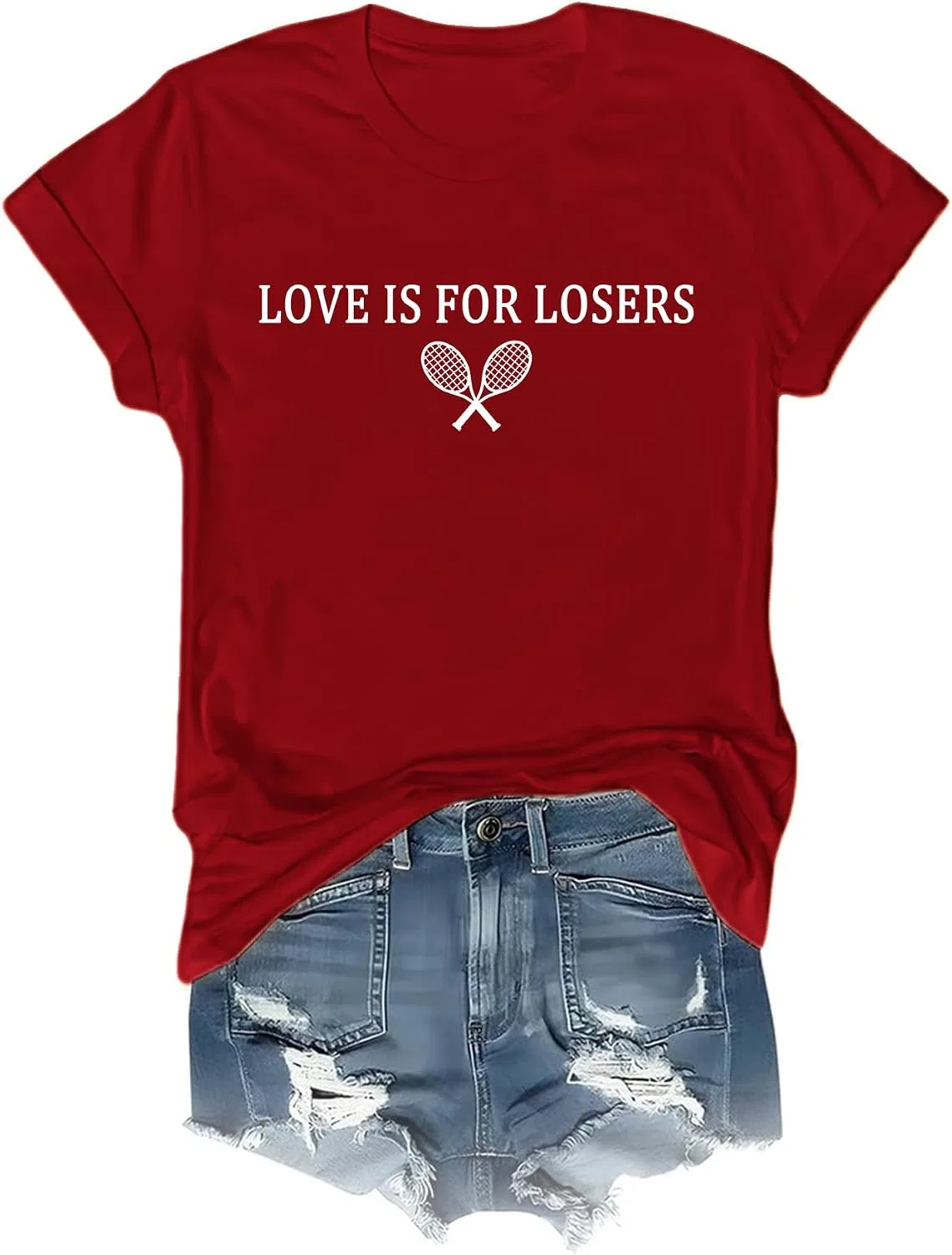 Женская футболка с шахматной клеткой Love is for Losers, Claret