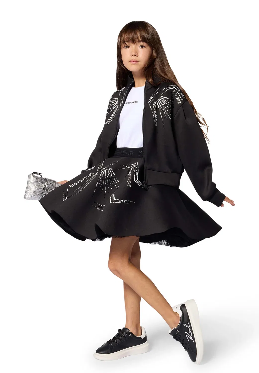 Кардиган с высокой посадкой - толстовка на молнии Karl Lagerfeld Kids, Black — фото 4