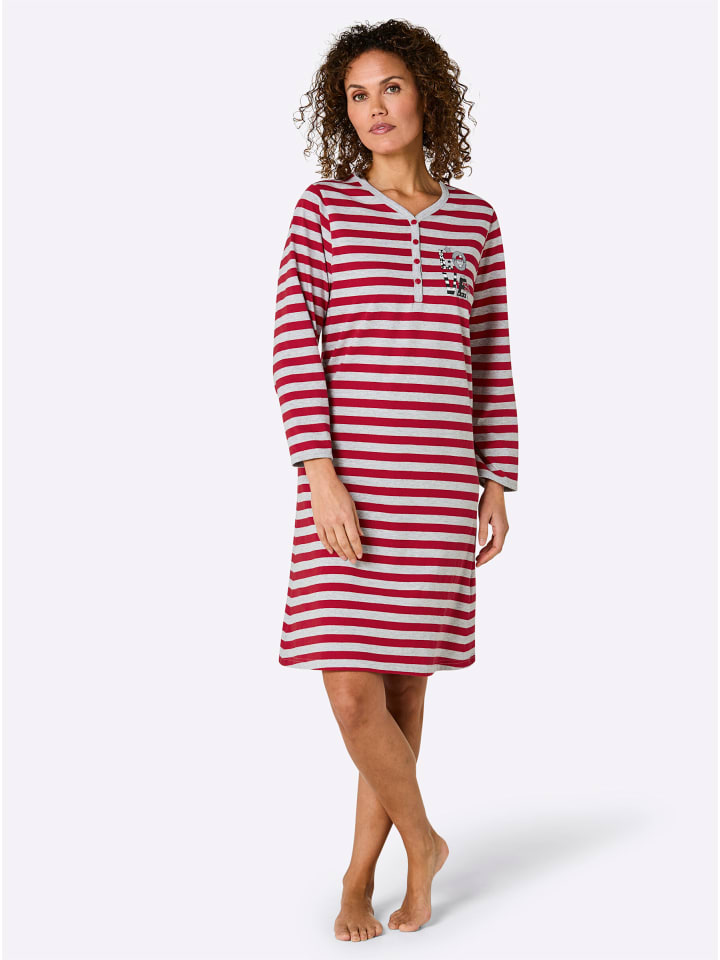 

Рубашка для сна серого меланжа с красными полосками Comtessa