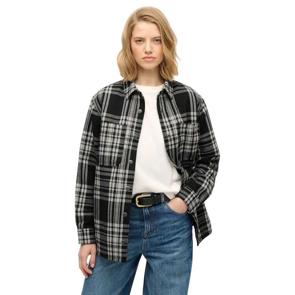 

Рубашка с длинным рукавом Superdry Check Lined, серый