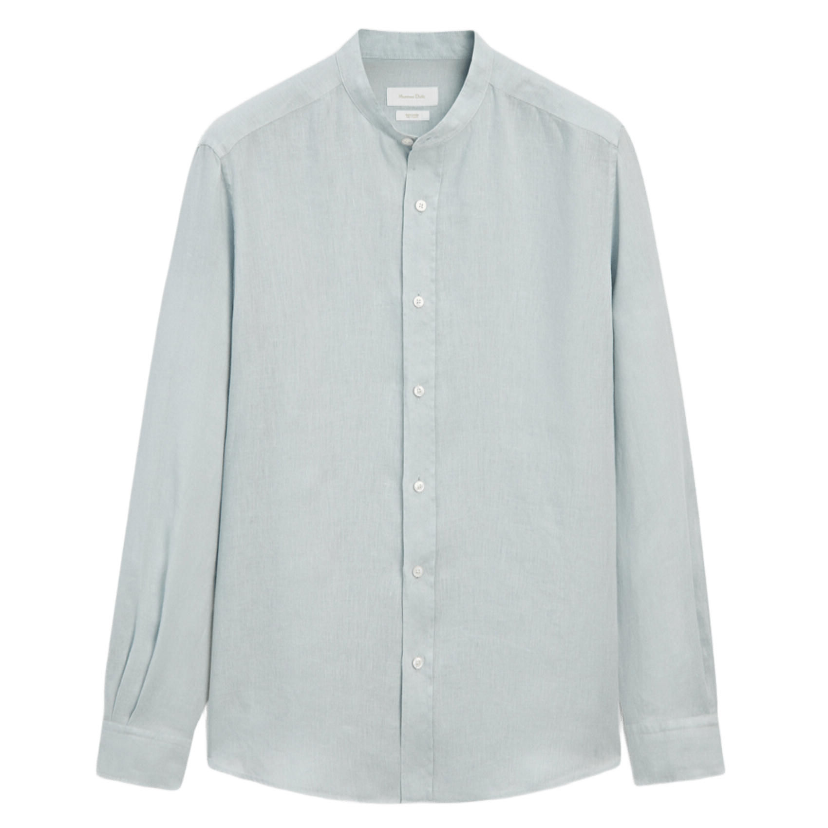 

Льняная рубашка Massimo Dutti Regular-fit with a stand collar, зеленый