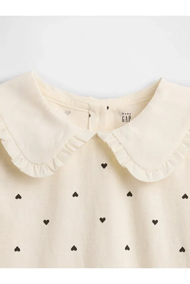 Детская футболка для девочек с принтом Baby Girl Cream Sailor Collar Gap, Cream-002 — фото 2
