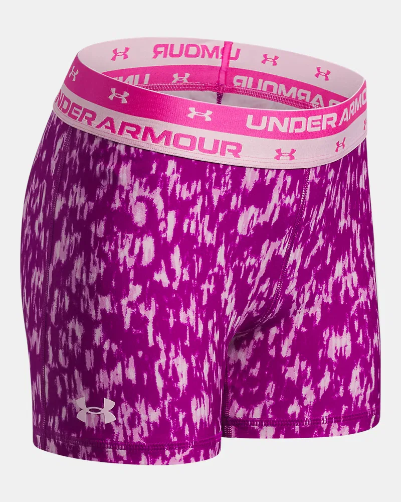 Шорты детские спортивные с внутренним швом 10 см HeatGear Middy Printed UnderArmour, Rebel Pink/Pink Foam — фото 3