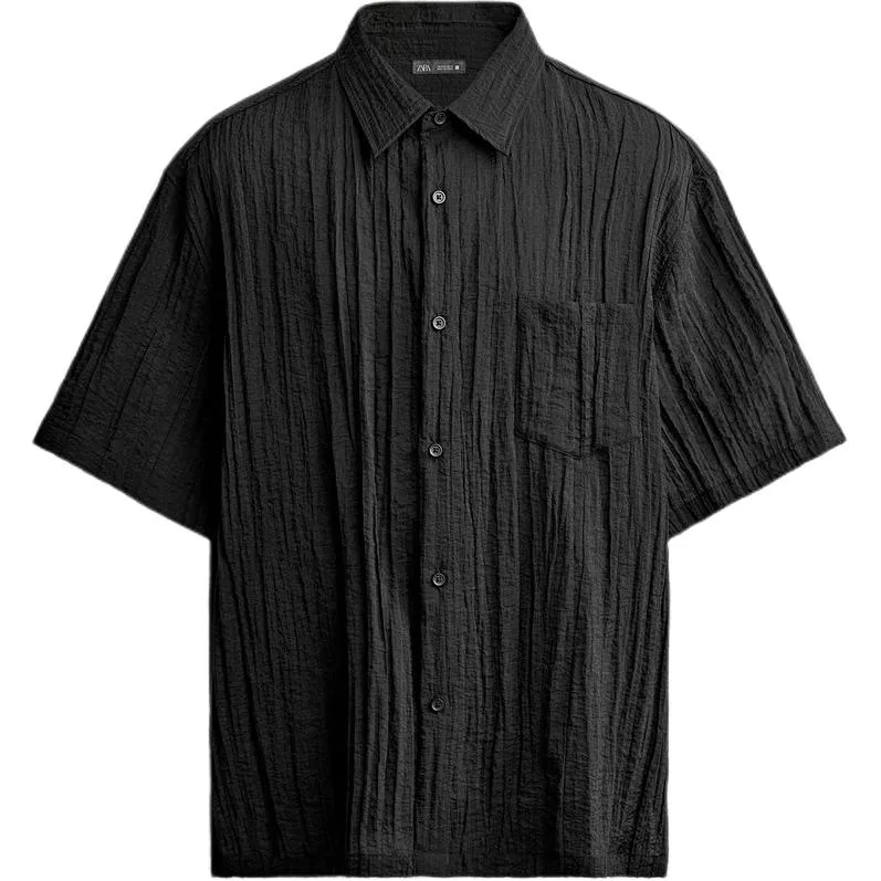 Мужская рубашка с лацканами Black ZARA, Black
