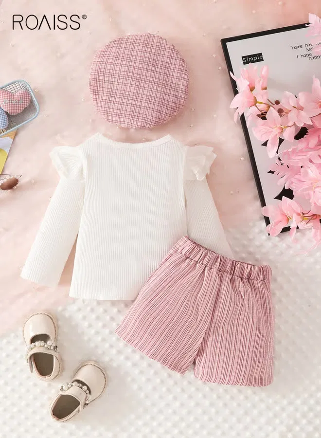 Комплект детской одежды с бантом и беретом, модель 3Pcs, Roaiss, тип 2 — фото 2