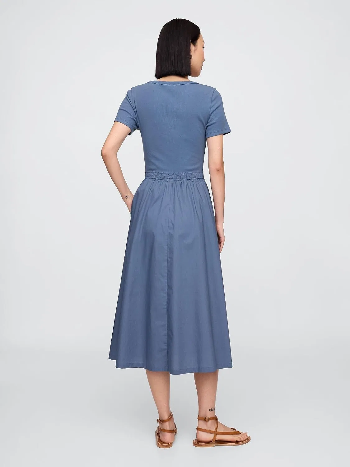 Женское платье миди с круглым вырезом GAP, Antique Pink — фото 2
