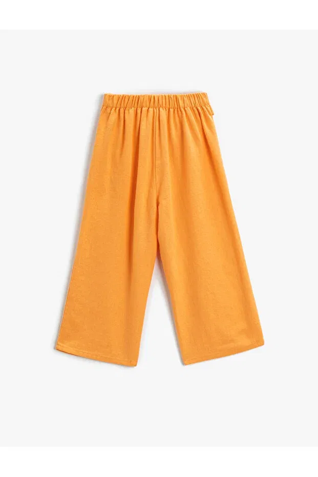 Детские широкие брюки для девочек льняные Linen Koton, Turuncu/201 — фото 2