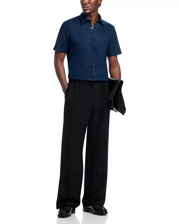 Мужская рубашка из льна с коротким рукавом Roan Slim Fit Boss, темно-синий — фото 2