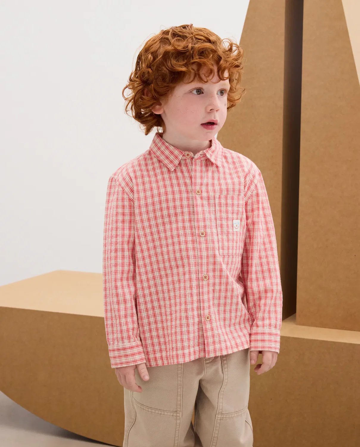 Детская рубашка с длинным рукавом в клетку Kids El Corte Inglés, Красный