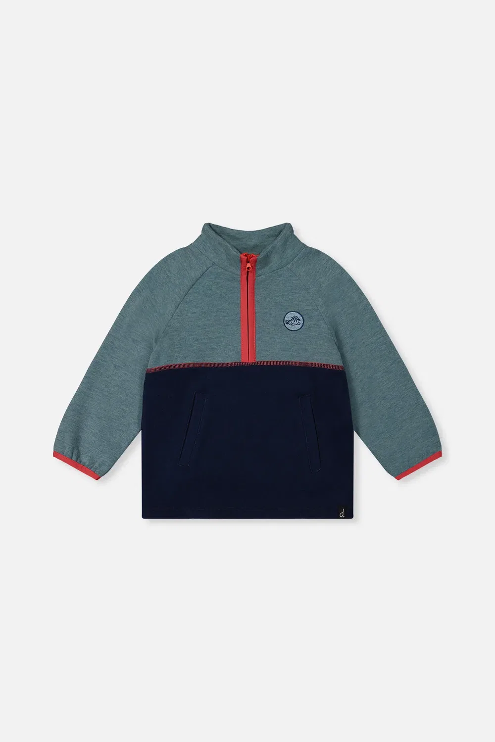 Детская футболка с длинным рукавом и молнией Nordic Buddies Deux par Deux, Pale Turquoise
