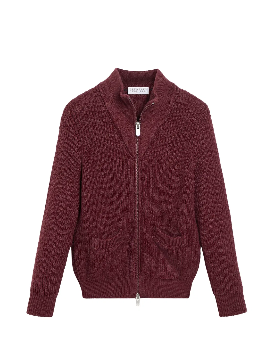 Хлопковый кардиган malfilé на молнии Brunello Cucinelli, красный