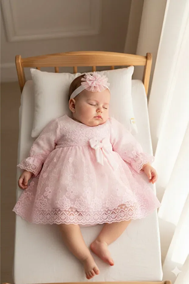 Детское платье для девочек с длинным рукавом Miniday Baby, Pink — фото 3