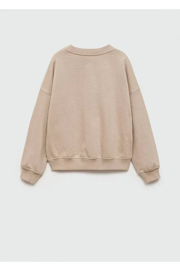 Детские свитшот для девочек хлопковый Mango Kids, Medium Brown — фото 3
