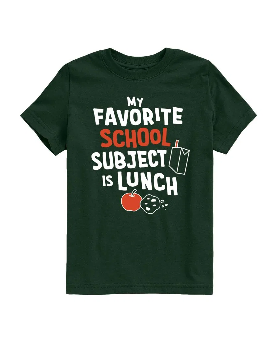 Детская футболка с коротким рукавом с принтом My Favorite School Subject Is Lunch Hybrid, Forest Green