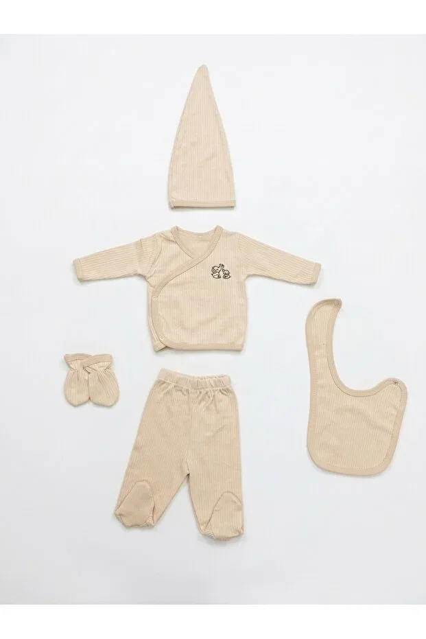 Детский комплект для выписки из роддома органический хлопок Bebeqon, Beige — фото 4