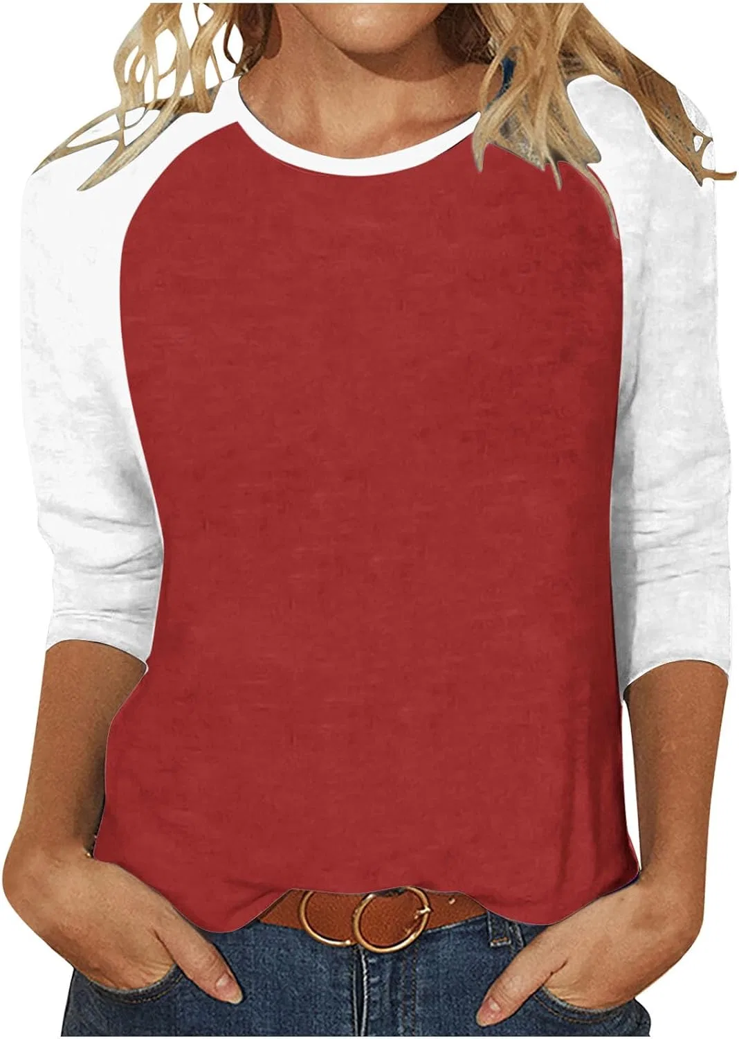 Женская футболка с 3/4 рукавом цветочная Casual, Brown
