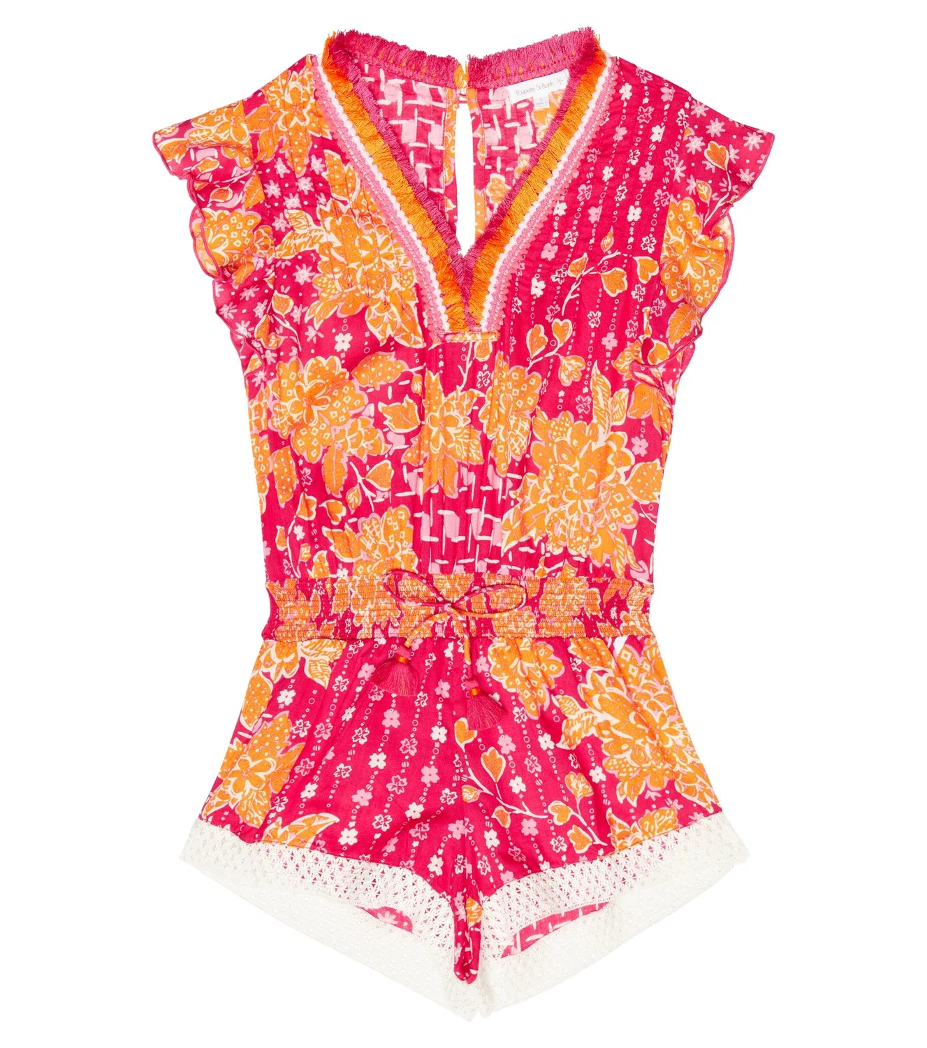 Комбинезон в цветочек Sasha Poupette St Barth Kids, розовый