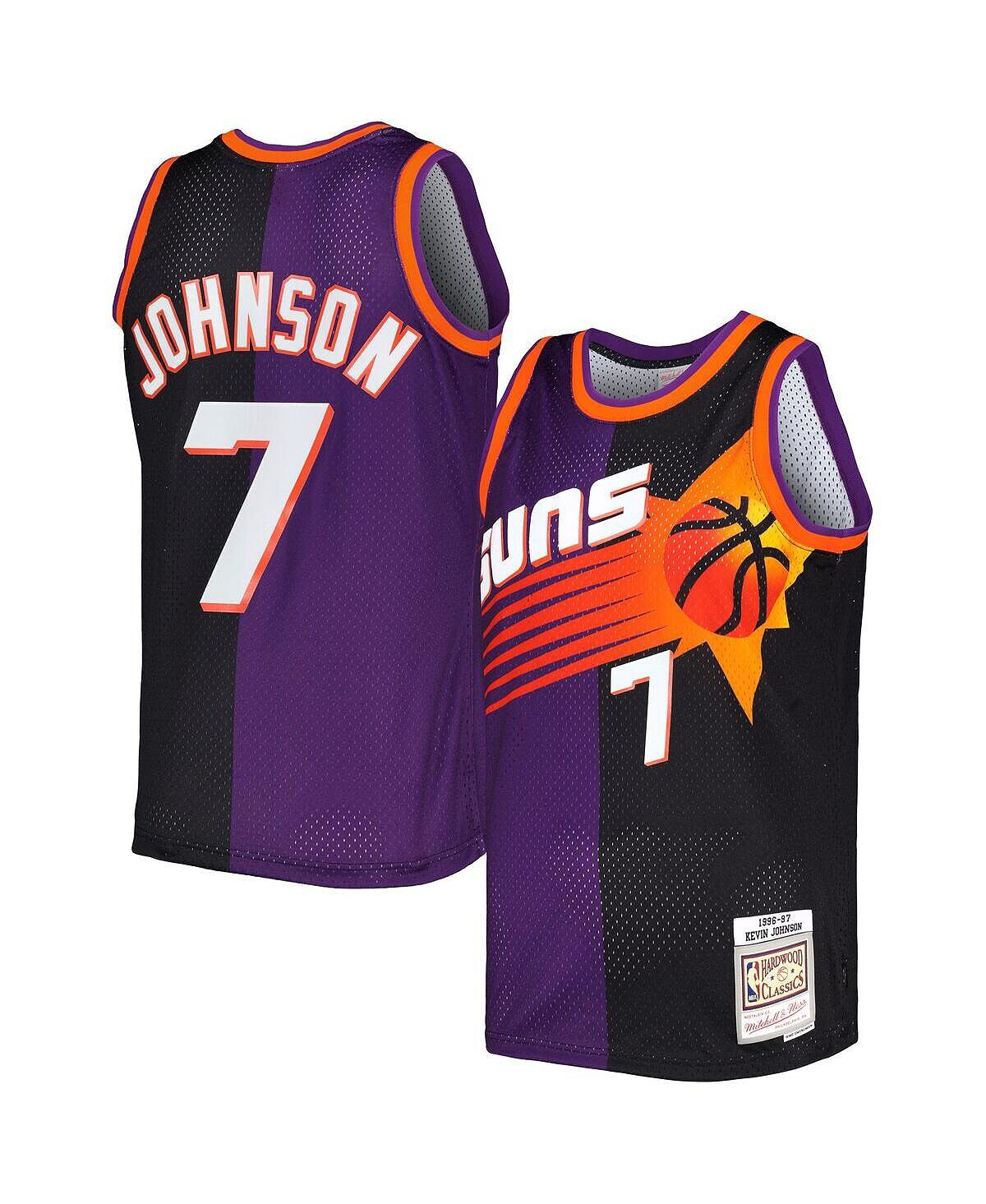 

Мужская футболка kevin johnson purple, black phoenix suns hardwood classics 1996-97 split swingman jersey Mitchell & Ness, мульти