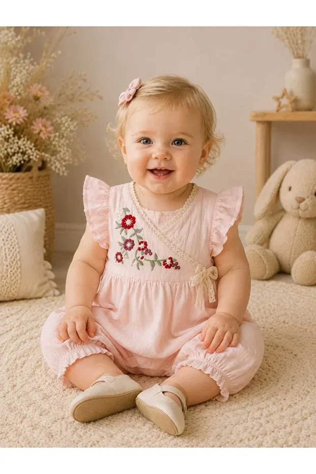 Детский комбинезон для девочек с вышивкой Krm Kerem Bebe, Powder — фото 2
