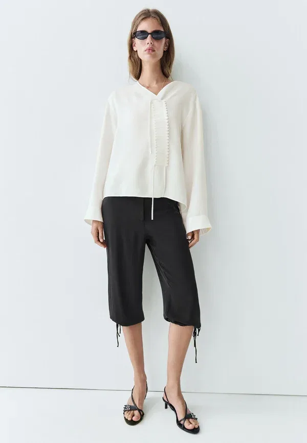 Блуза свободного кроя Blouse Massimo Dutti, белый — фото 2