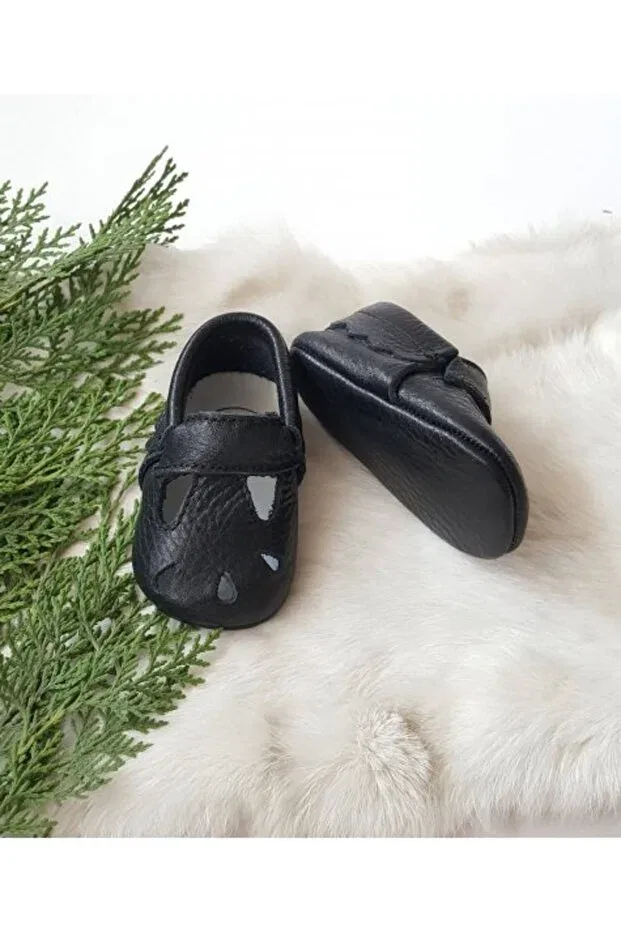 Детские мокасины из натуральной кожи для мальчиков Wizy Hodore, Black — фото 3