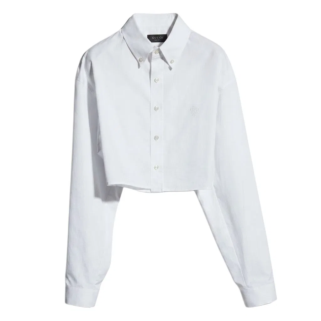 Женская рубашка с отложным воротником прямого кроя White GUCCI, Белый