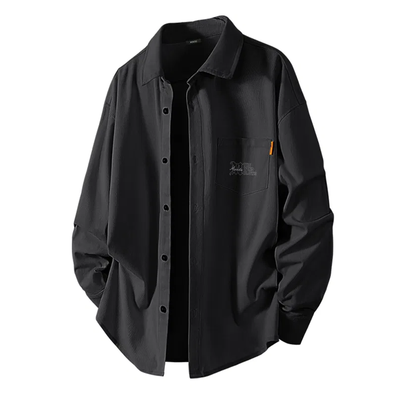 Детская рубашка с отложным воротником MINISO, Heavyweight Corduroy Black — фото 3