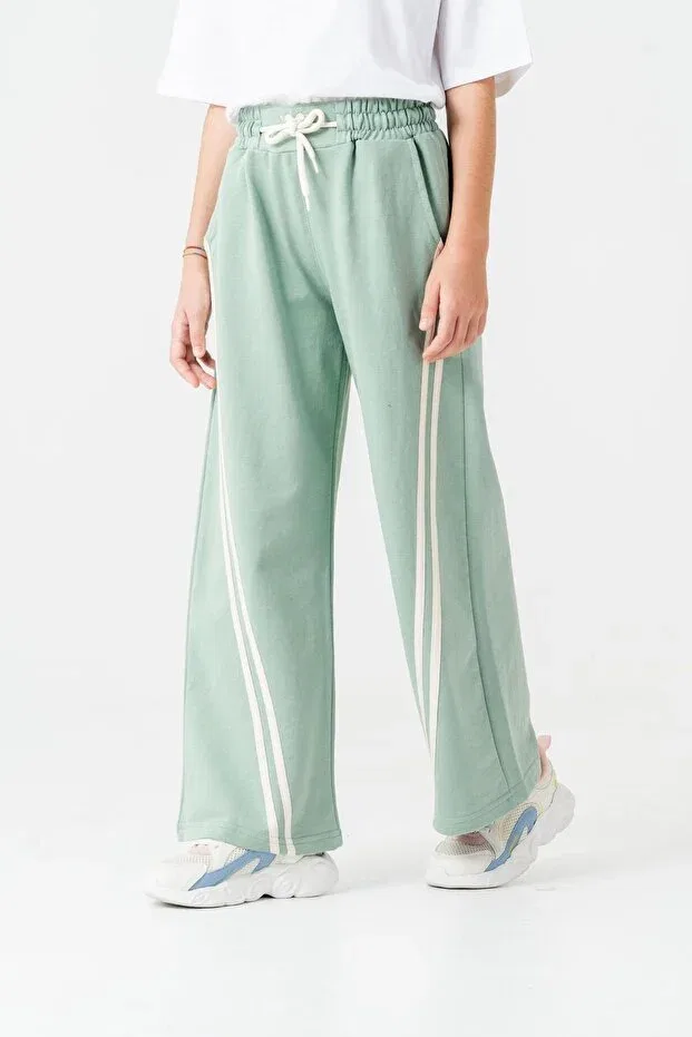 Детские спортивные штаны для девочек с широкой штаниной Mışıl Kids, Mint Green — фото 2