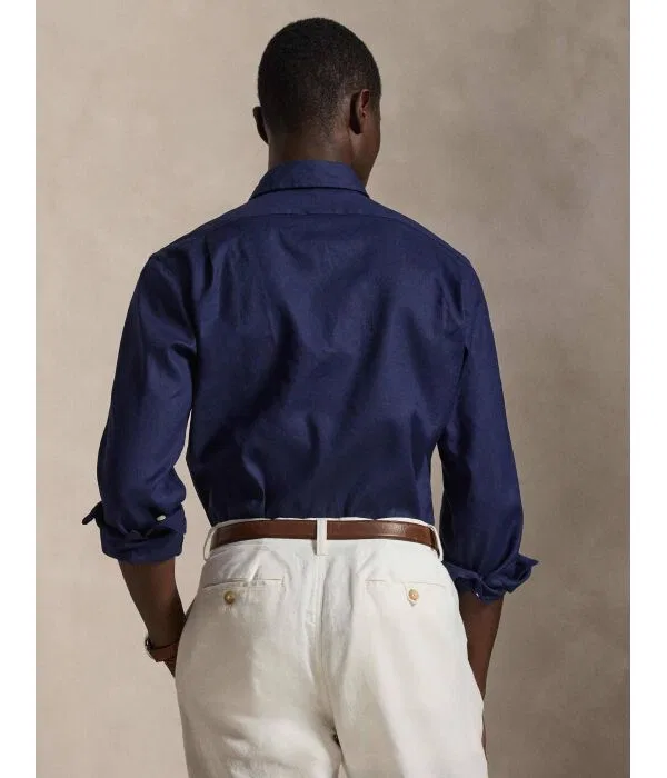 Мужская льняная рубашка Polo Ralph Lauren, Blu Marino — фото 3