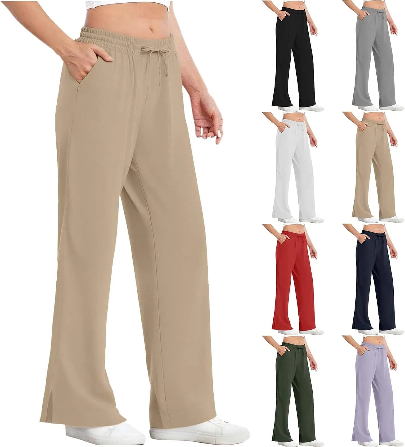 Женские широкие пляжные брюки с UPF 50, Khaki