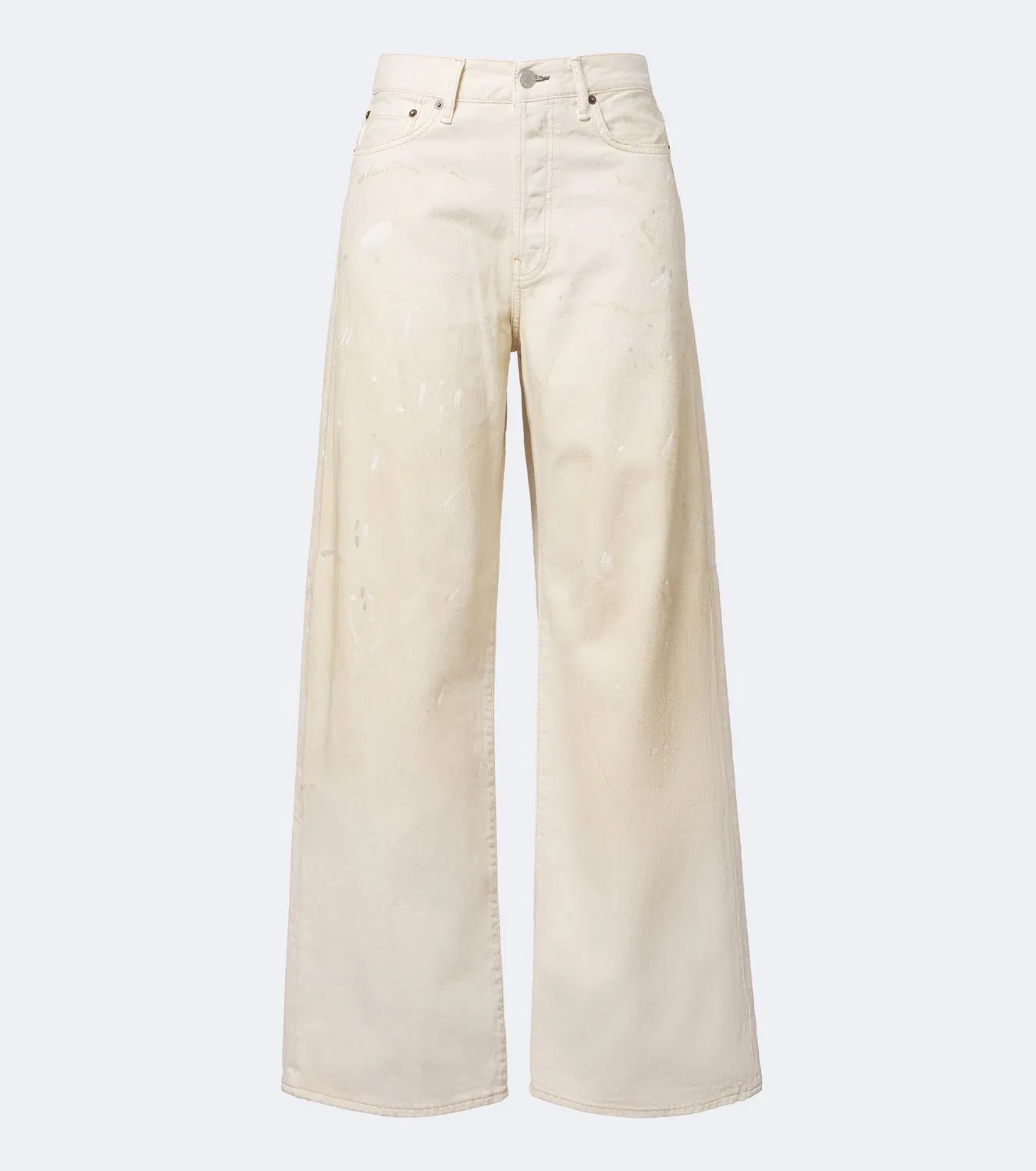 Широкие джинсы с отделкой из состаренной кожи Acne Studios, белый