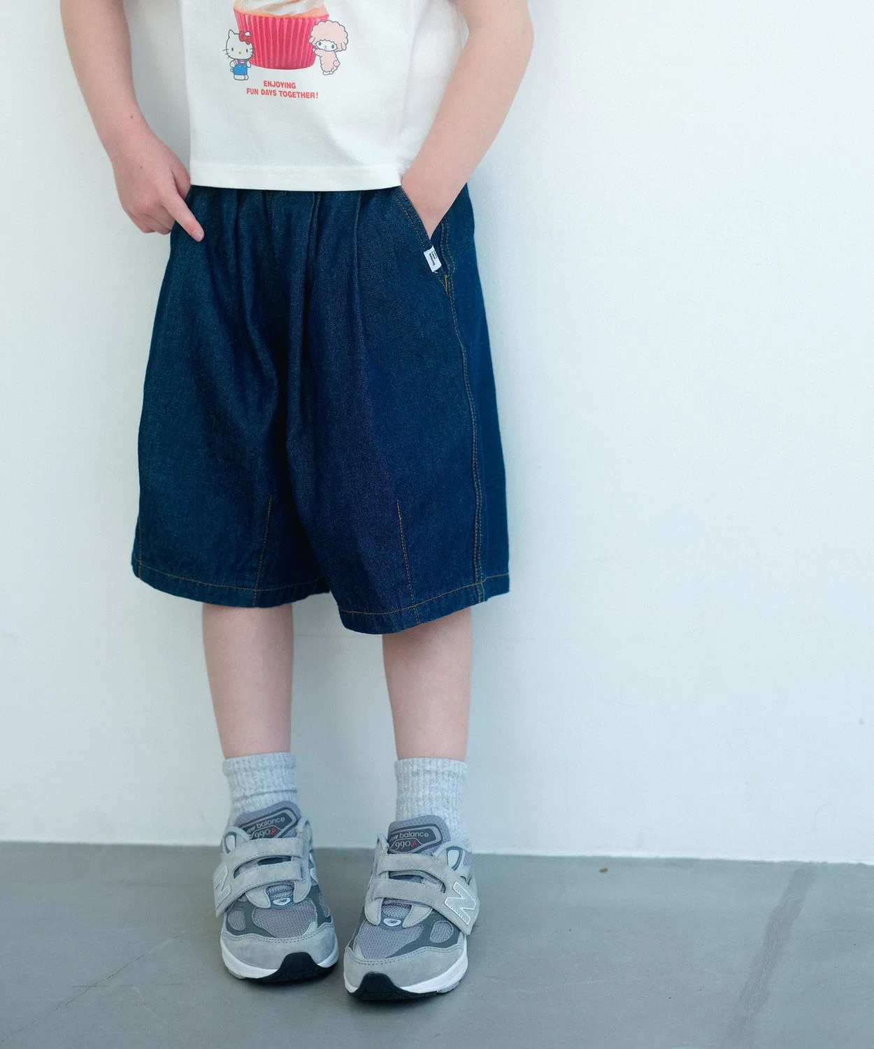 Детские джинсовые шорты-баллоны с длиной до колена, модель TJ Denim Balloon Half Pants, green label relaxing, Navy