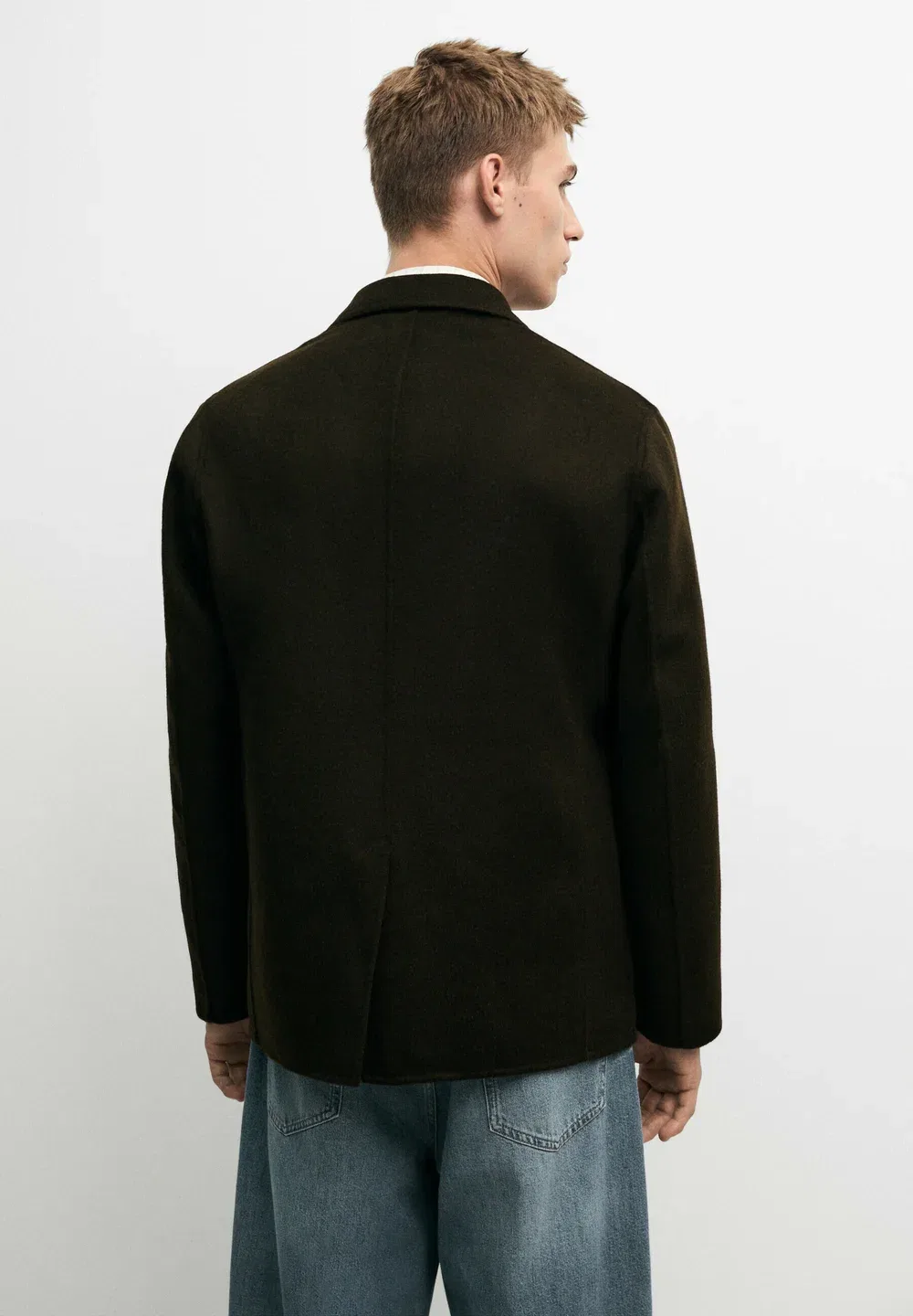 Двуслойный пиджак из шерстяной смеси - блейзер Massimo Dutti, Dark Brown — фото 3