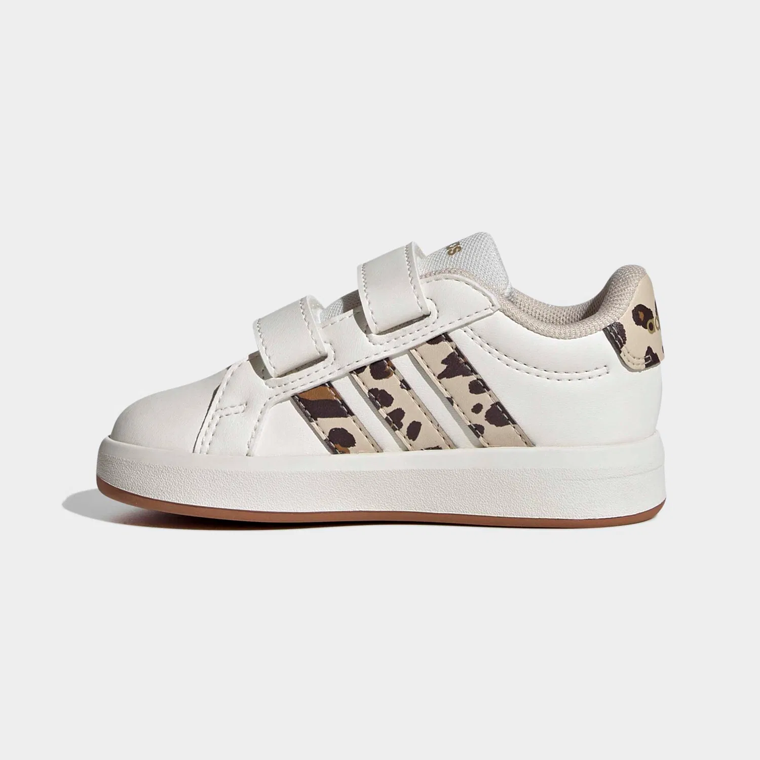 Детские кроссовки на липучках Grand Court 3.0 Adidas Sportswear, White/Crystal Linen/Aurora Coffee — фото 3