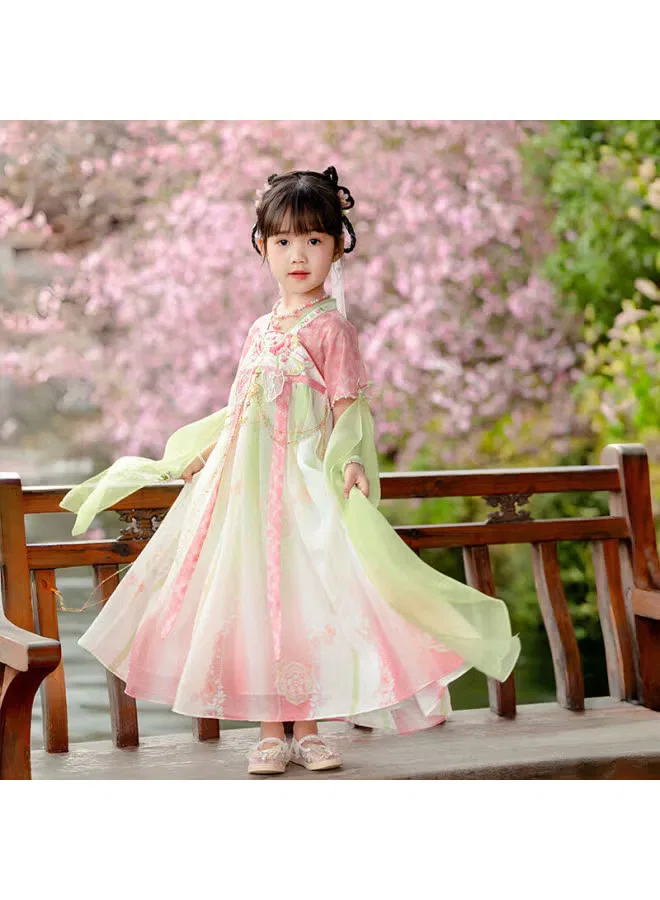Платье-туника с коротким рукавом Hanfu Weiyang Cute, розовый