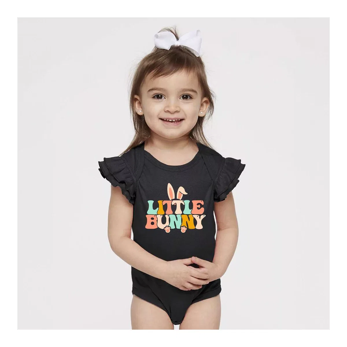 Детское боди для мальчиков с принтом Little Bunny Ears The Juniper Shop, Black — фото 2