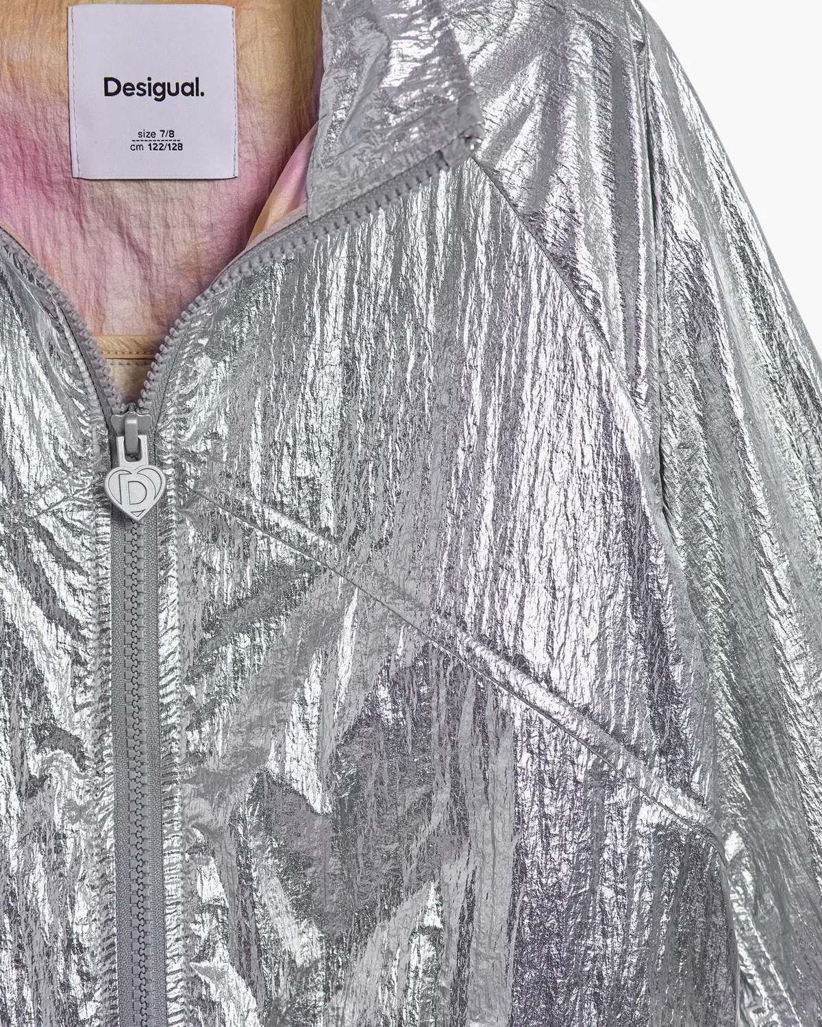 Детская куртка-дождевик для девочек с принтом Desigual, Plata — фото 3