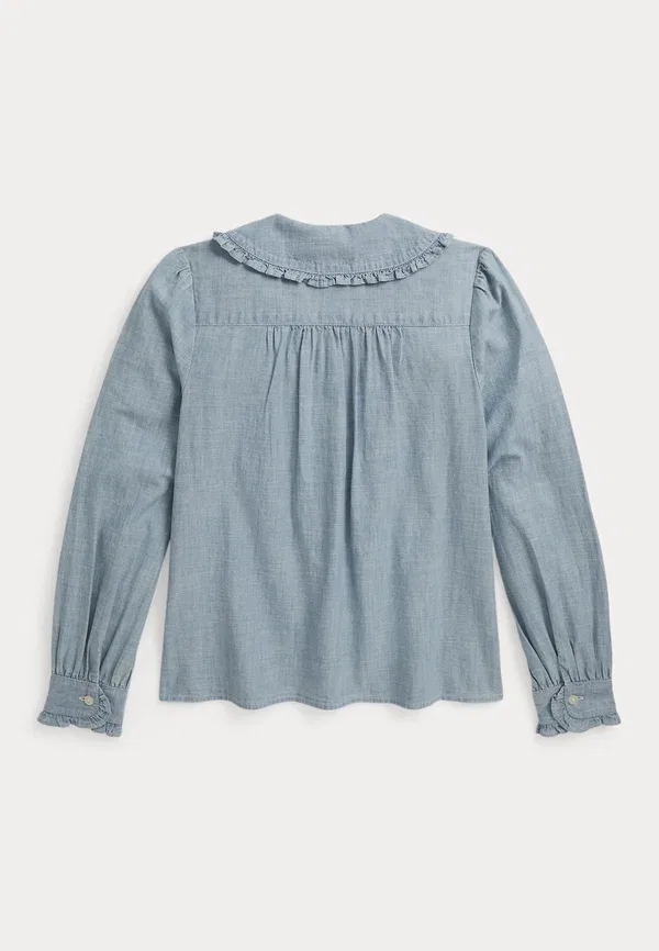 Блузка хлопковая Ruffled Top Polo Ralph Lauren, New Medium Wash — фото 2