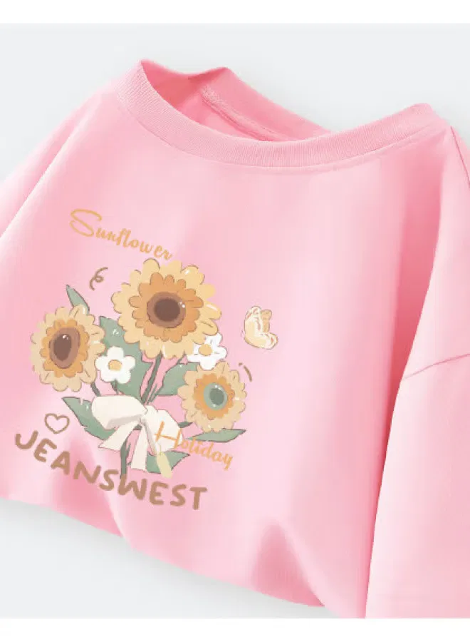 Футболка с принтом для девочек Jeanswest, розовый