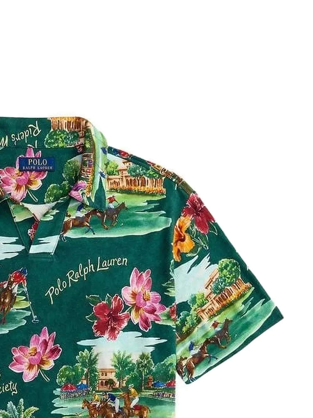 Поло с цветочным принтом Polo Ralph Lauren, зеленый — фото 2
