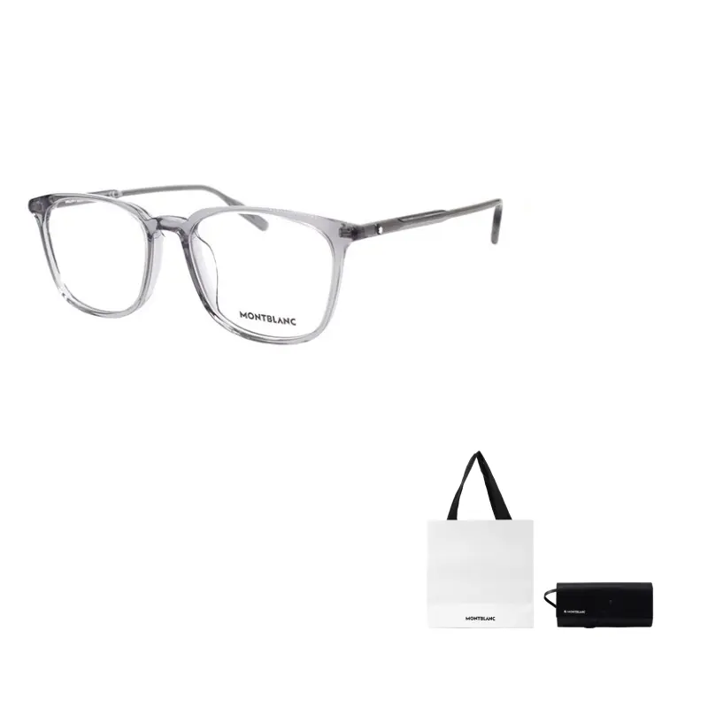 

MONTBLANC Пластиковая оправа квадратной формы для очков мужская, Transparent Light Gray