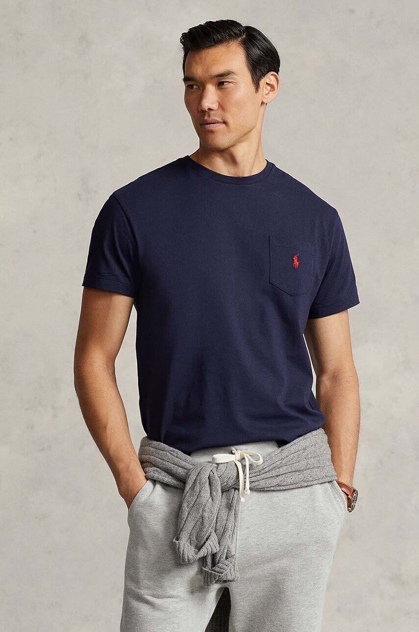 

Хлопковая футболка Polo Ralph Lauren, темно-синий
