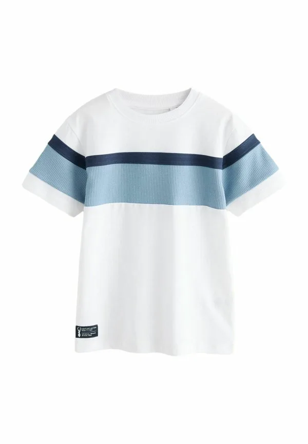 Базовая футболка с коротким рукавом и цветовыми блоками Next, White Blue Textured